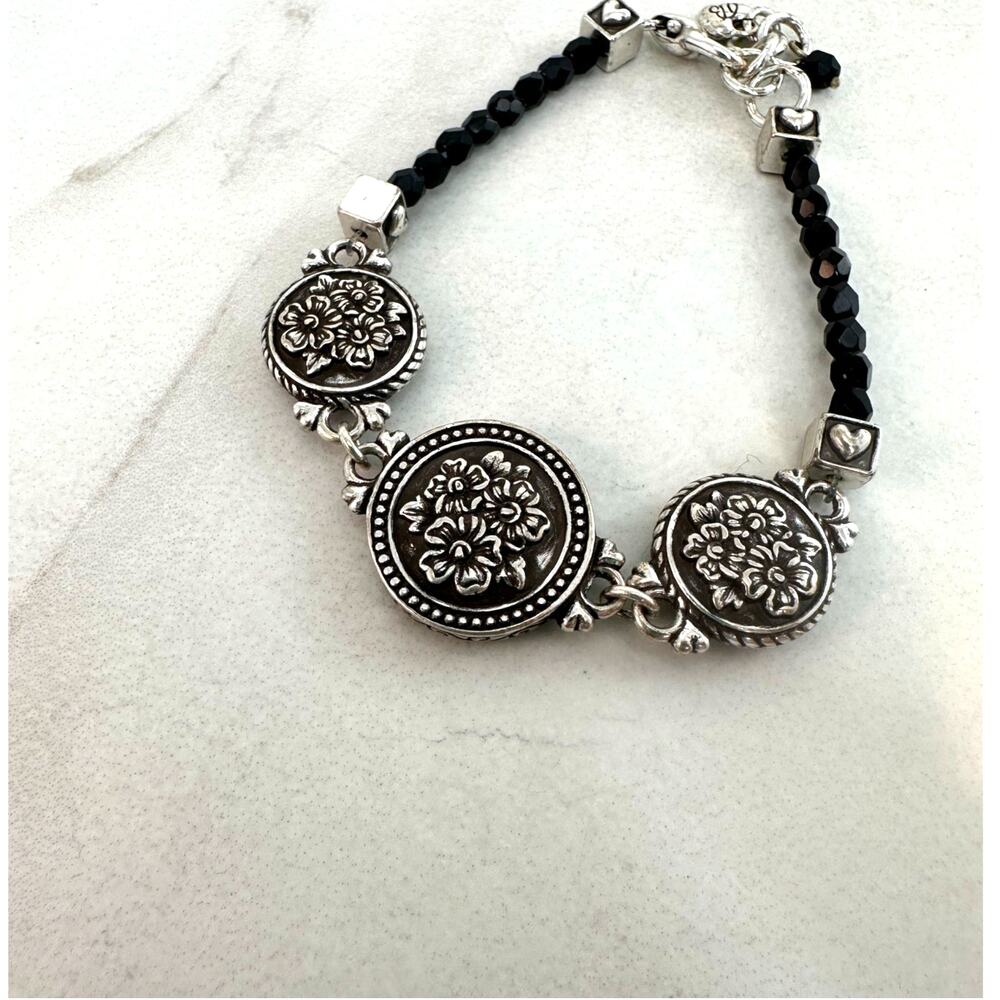 Brighton "1910 Jet Set" Black Bead Reversible Bracelet Preowned - Picture 2 of 4